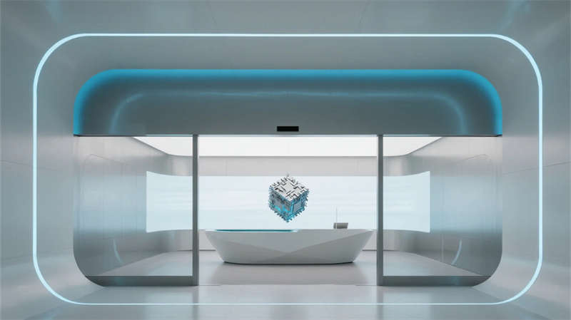 創(chuàng)新科技抽象表達(dá)，簡(jiǎn)約光影空間融合, 合肥半導(dǎo)體企業(yè)展廳裝修設(shè)計(jì)