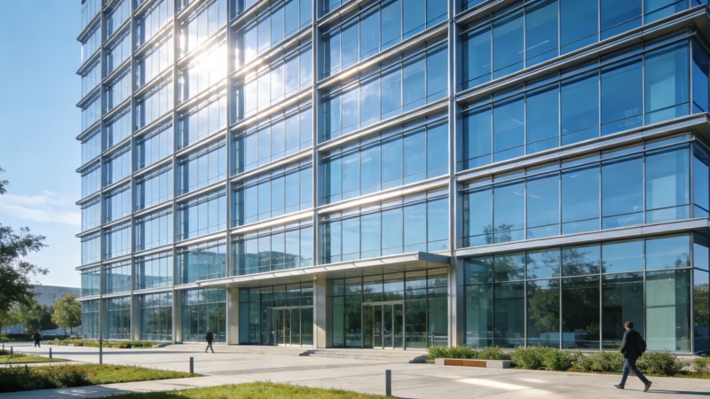 現(xiàn)代辦公樓電梯廳效果圖，簡(jiǎn)約商務(wù)風(fēng)設(shè)計(jì)展示